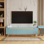 home-interior-with-armchair-tv-cabinet-empty-marble-wall-background3d-rendering